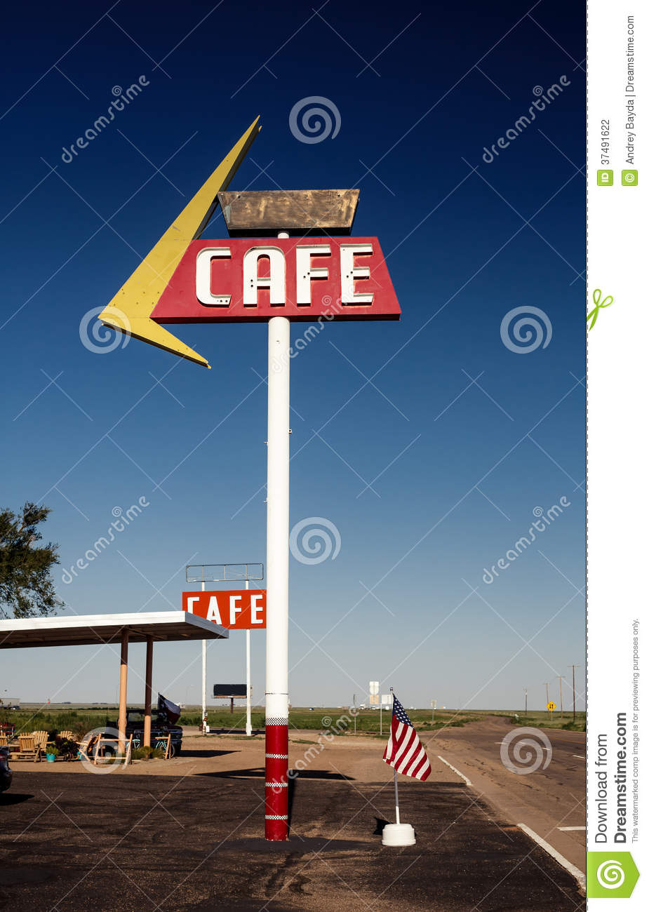 Cafe Sign Along Historic Route 66 Stock Photography   Image  37491622