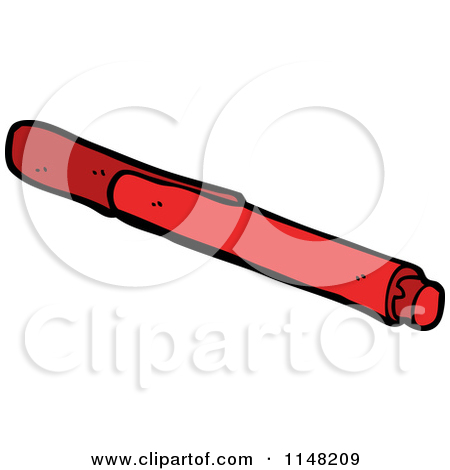 Cartoon Of A Red Marker   Royalty Free Vector Clipart By