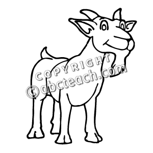 Clip Art  Cartoon Goat  Billy Goat B W   Abcteach