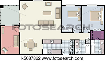Clip Art   Floor Plan Of Two Bedroom Condo  Fotosearch   Search