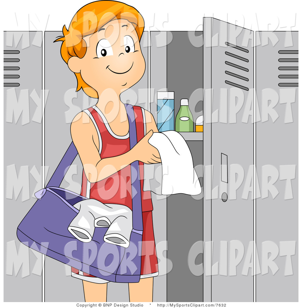 Clip Art Of A Athlete Standing By His Gym Locker By Bnp Design Studio