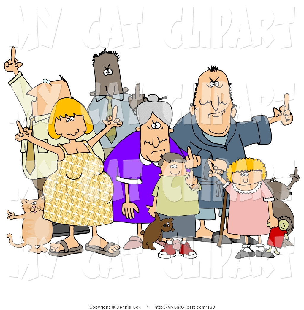 Clip Art Of A Group Of Mad People Of All Ages And Mixed Ethnicities