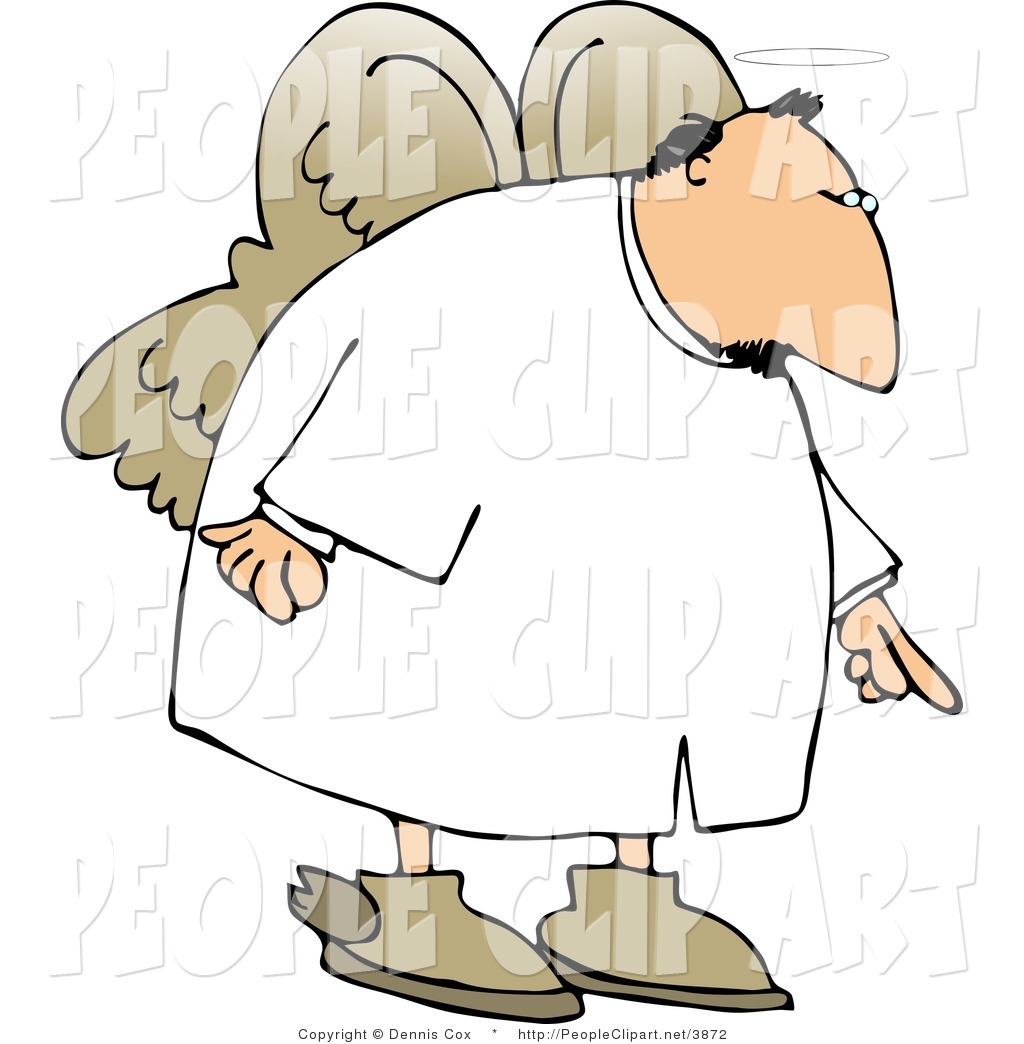 Clip Art Of A Male Angel In A White Robe Pointing Finger Down By Djart