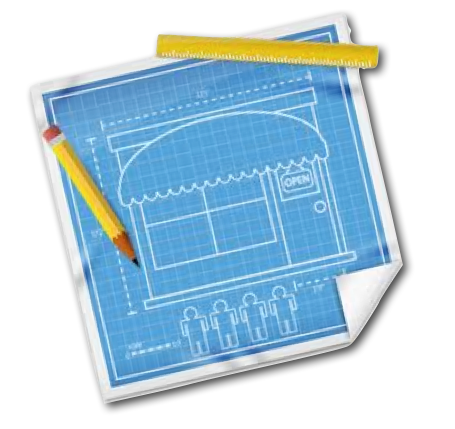 Clipart Image Of A Blueprint Drawing With A Ruler And Pencil Laying