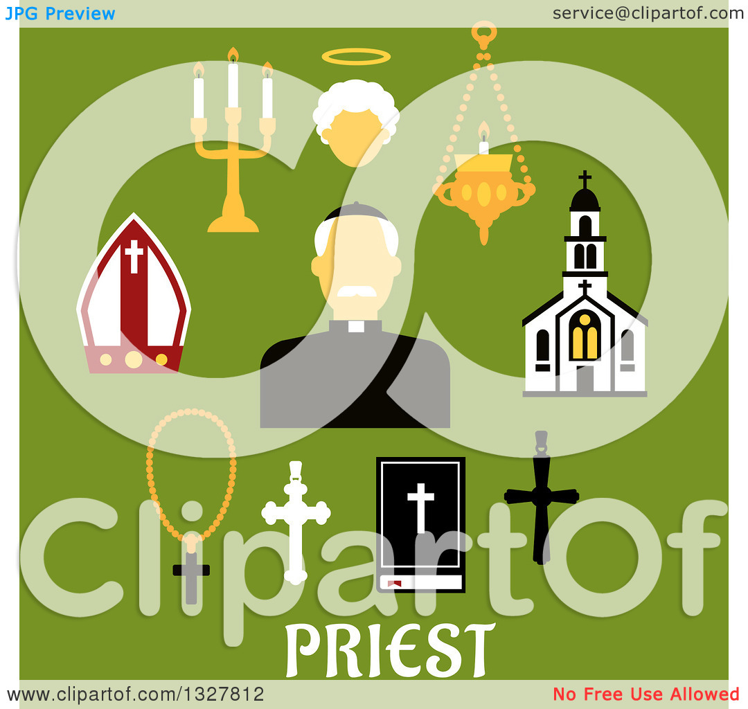 Clipart Of A Flat Design Catholic Priest In Black Robe Clerical