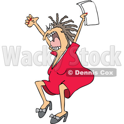 Clipart Of A Mad White Business Woman Jumping And Screaming With    