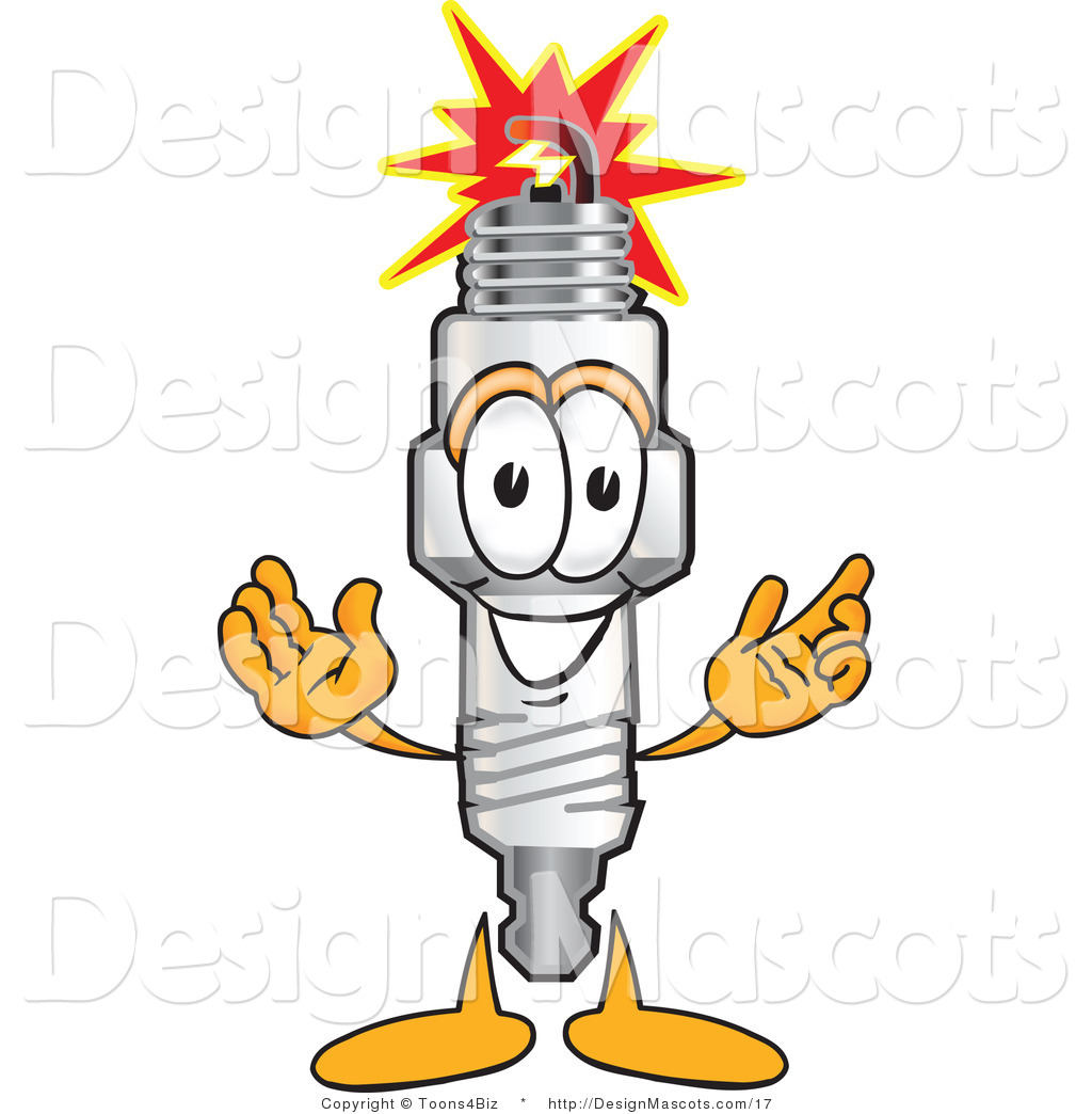 Clipart Of A Spark Plug Mascot With Open Arms   Royalty Free By