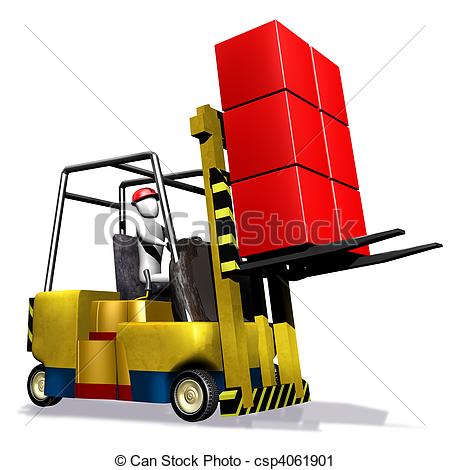Clipart Of Yellow Fork Truck And Box   Yellow Fork Lift Truck And Box