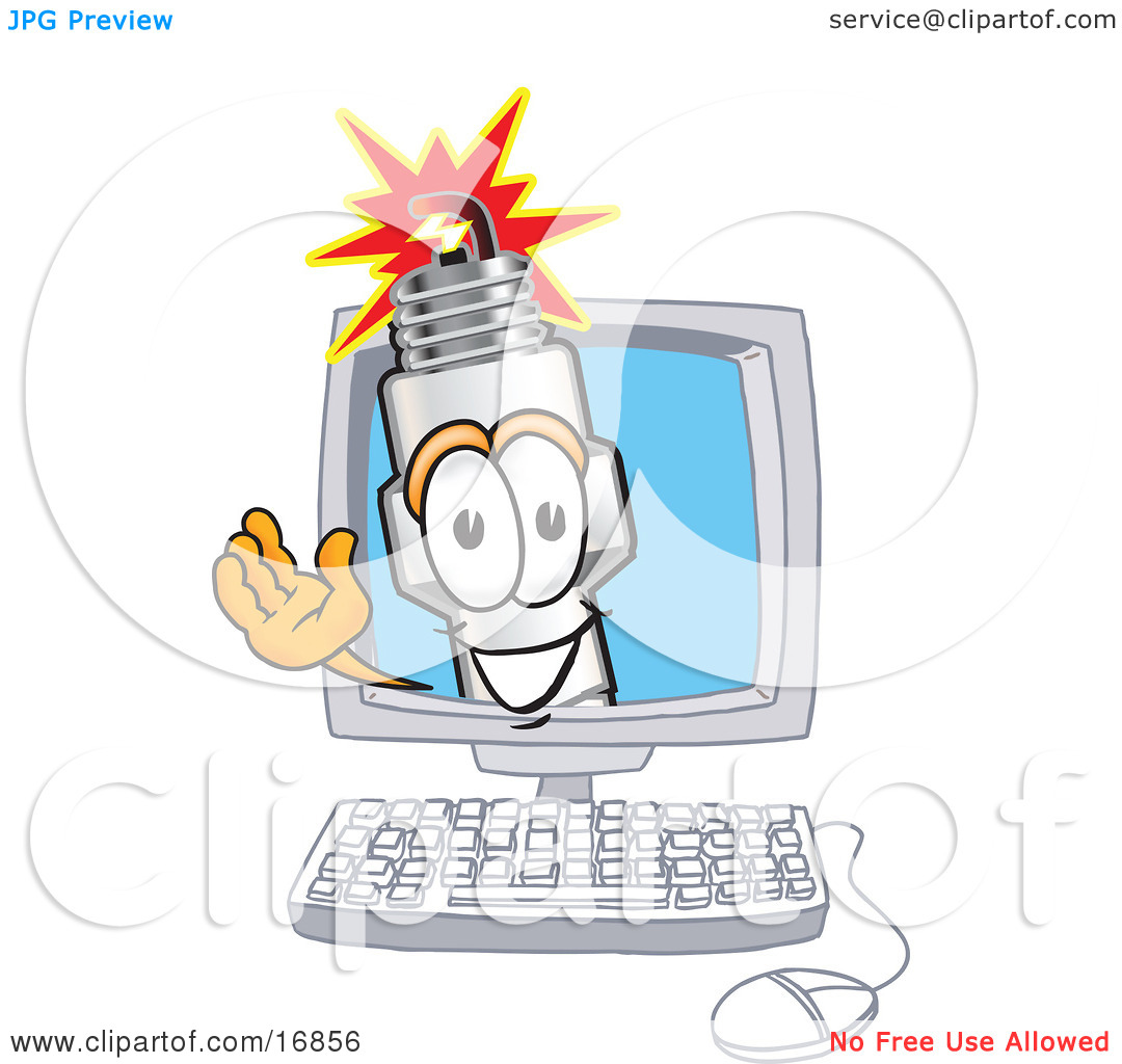 Clipart Picture Of A Spark Plug Mascot Cartoon Character Waving From