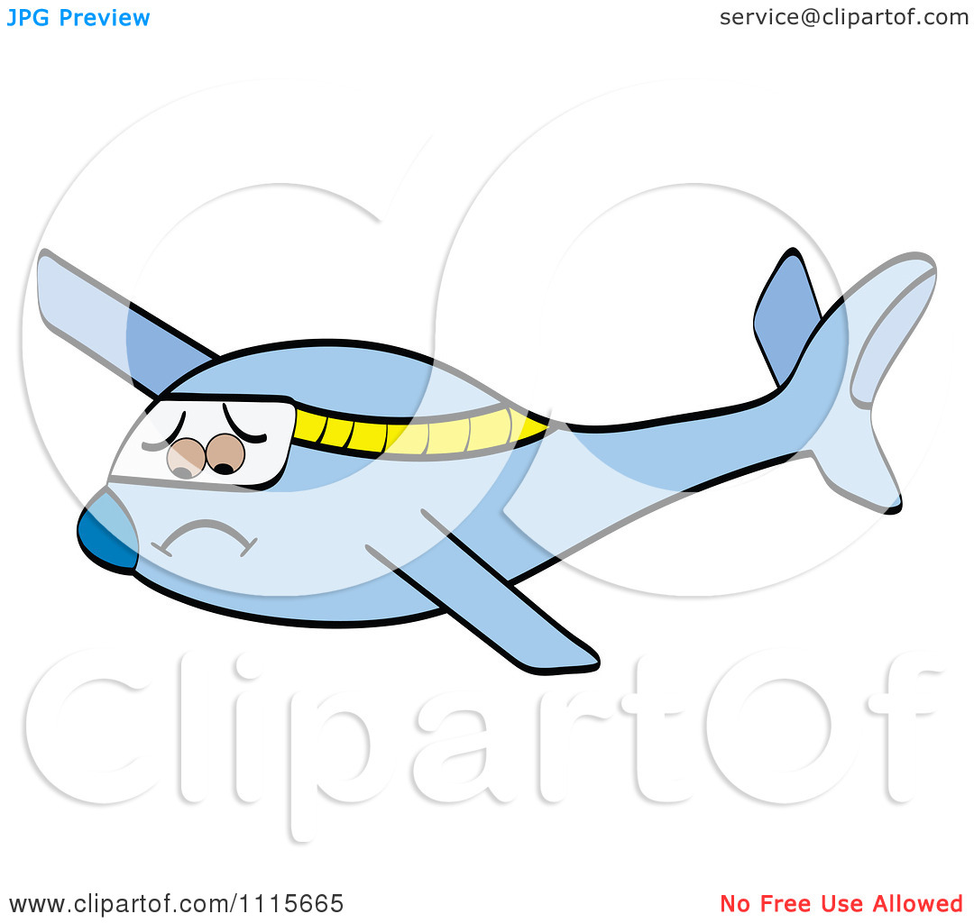 Clipart Sad Blue Plane   Royalty Free Vector Illustration By Andrei