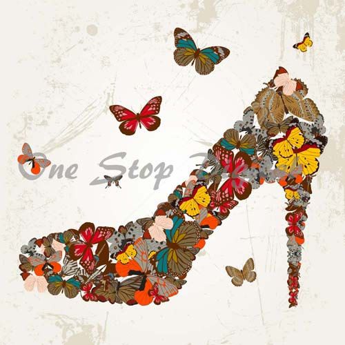 Download Digital Butterfly Shoe Clip Art Fashion Shoe Clipart