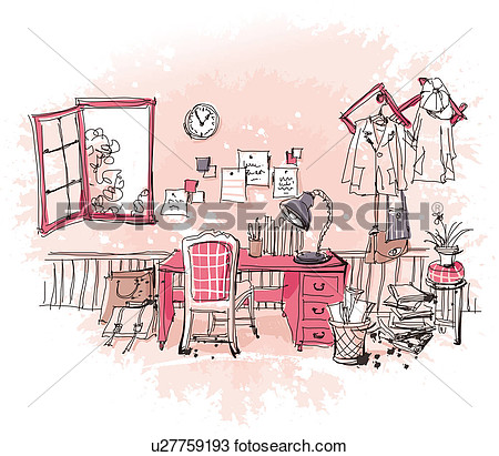 Drawing   Study Room Interior  Fotosearch   Search Clipart
