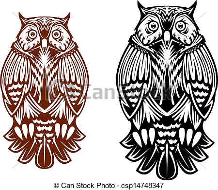 Eps Vector Of Beautiful Owl Mascot   Beautiful Owl Isolated On White