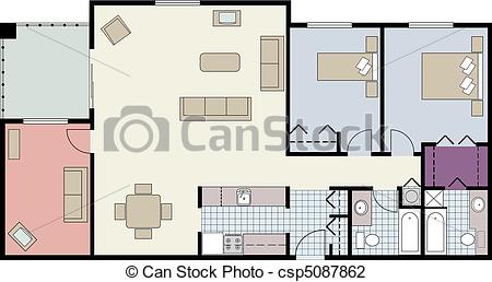 Floor Plan Of Two Bedroom Condo   Csp5087862