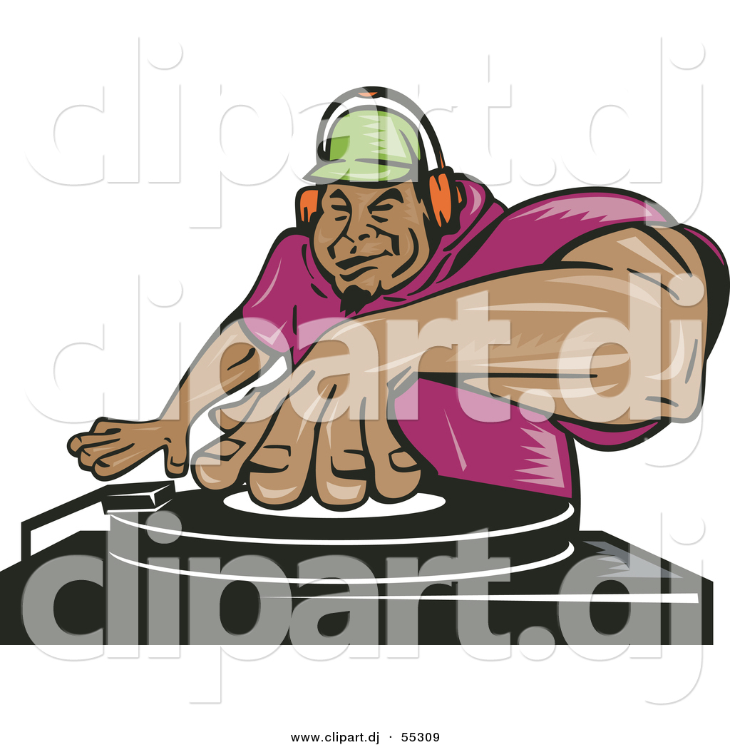 Larger Preview  Vector Clipart Of A Hispanic Cartoon Male Dj Mixing