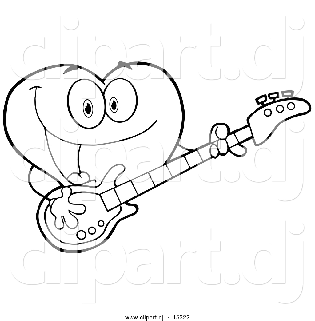 Love Heart Guitarist Cartoon Character Playing A Song With A Guitar