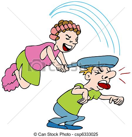 No Hitting Clipart Woman Hitting Man With Frying