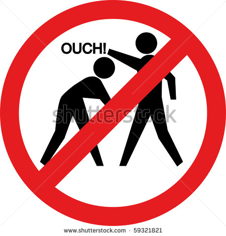 Ouch Sign  Hitting And Beating Is Forbidden  No Violence  Stock Photo