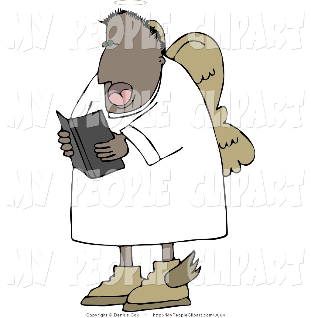 Preview  Clip Art Of A Black Angel Reading From A Bible By Dennis Cox