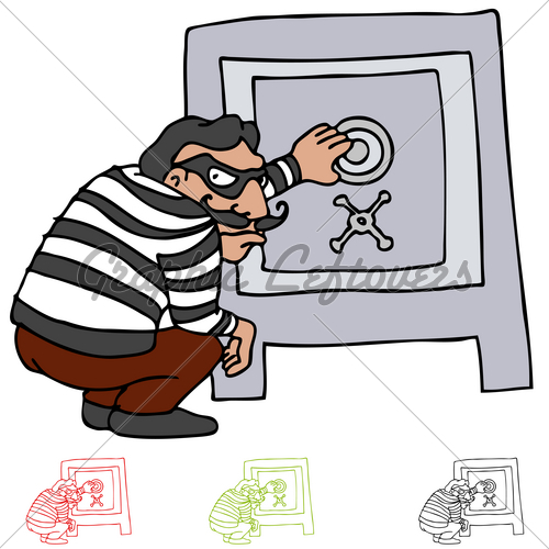 Robber Safe Cracking A Locked Vault   Gl Stock Images