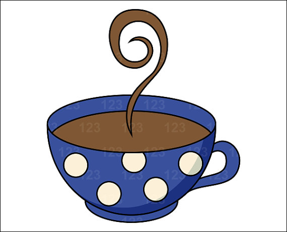     To Blue Dots Coffee Tea Cup Single Digital Clip Art   1 Png On Etsy