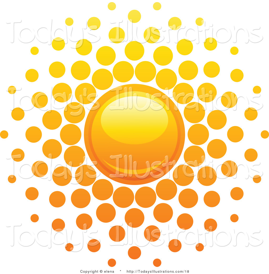 Vector Clipart Hot Summer Sun With Orange Dot Rays Elena