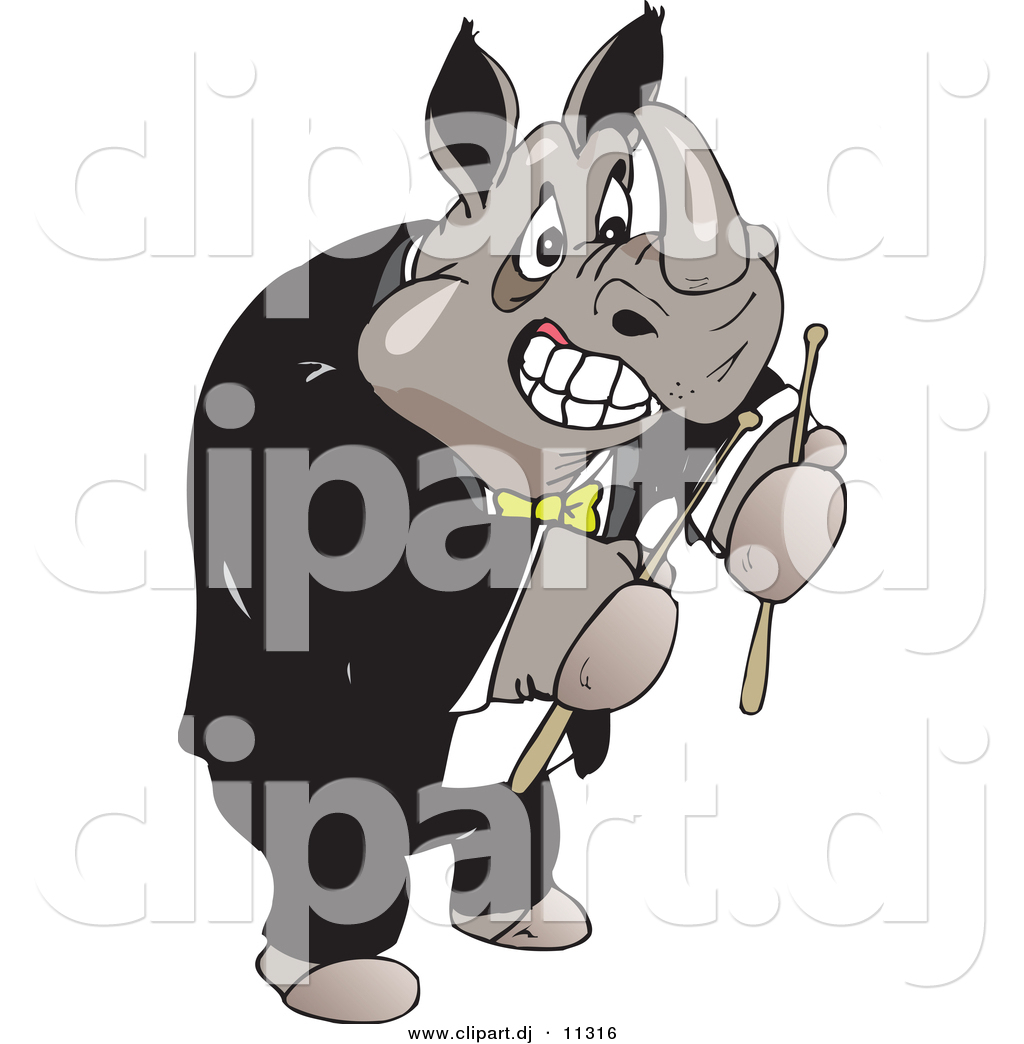 Vector Clipart Of A Strong Cartoon Rhino Wearing A Tuxedo While