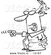 Vector Of A Cartoon Mad Businessman Accusing   Coloring Page Outline