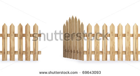 Wooden Fence With A Gate Isolated On White Including Clipping Path