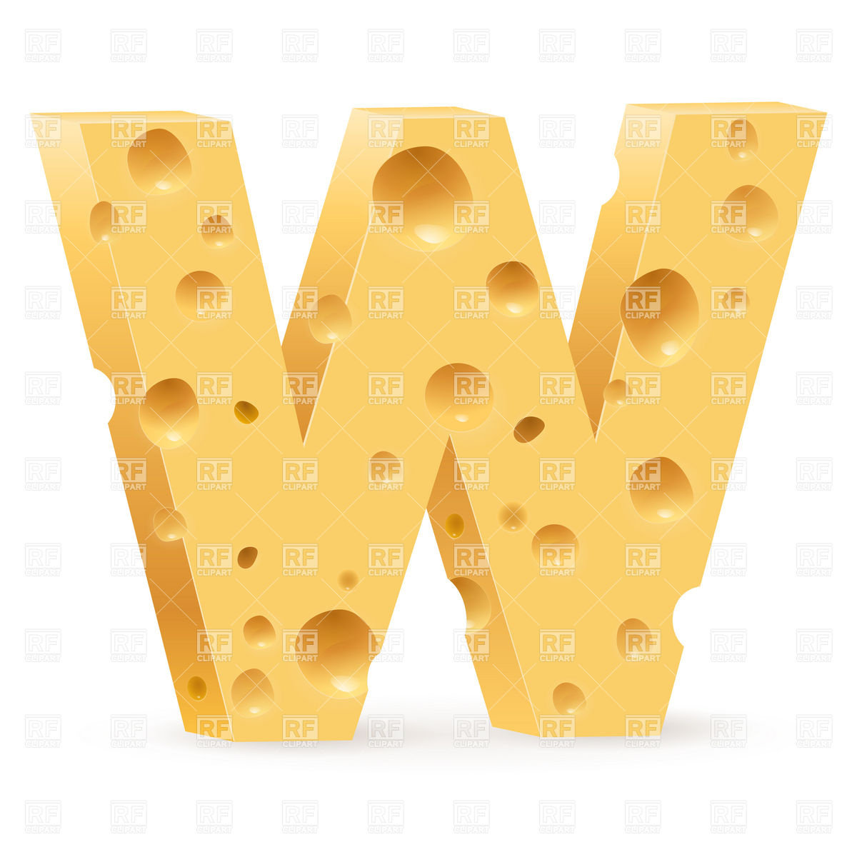 Cheese Font W Letter Food And Beverages Download Royalty Free Vector