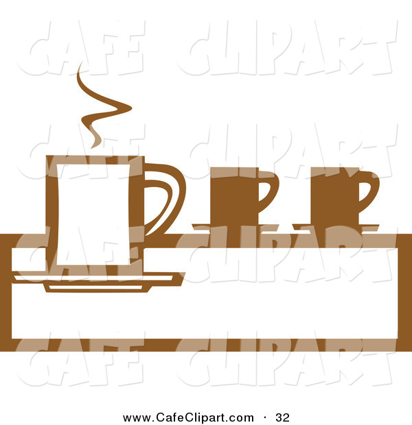 Clip Art Of A Tall Brown And White Steamy Coffee Cup On A Countertop