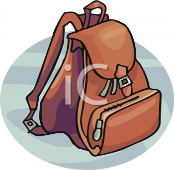 Clip Art Picture Of A Brown Leather Book Bag