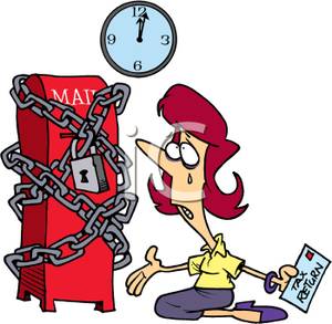 Clipart Image Of A Woman Trying To File A Late Tax Return