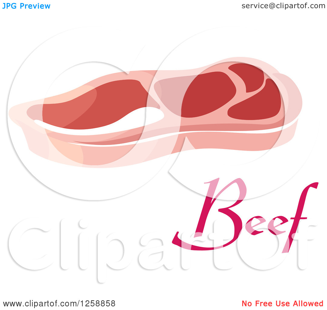 Clipart Of A Beef Steak Over Text   Royalty Free Vector Illustration