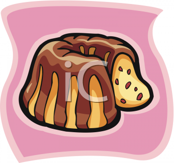 Clipart Picture Of A Chocolate Chip Bundt Cake With Chocolate Icing