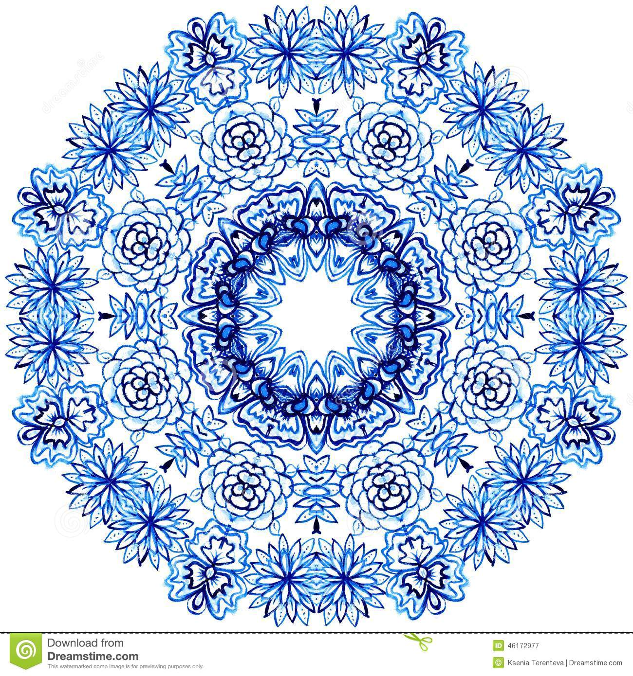 Clipart Watercolor Lace  Doily Round Lace Pattern With Many Details 