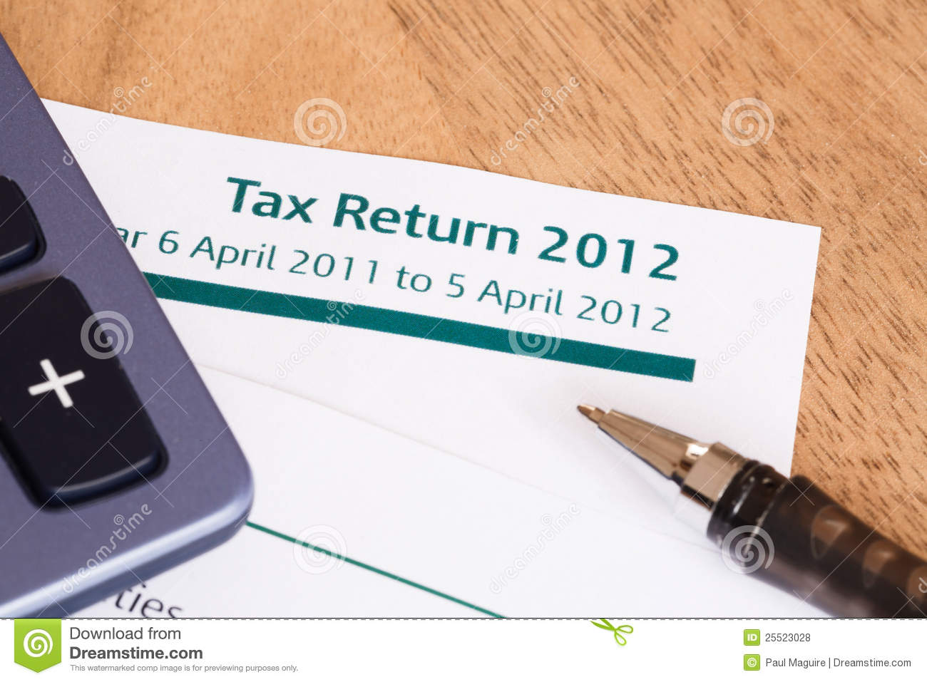 Closeup Of Uk Income Tax Return Form With Tax Period For 2012 