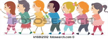 Conga Line Kids View Large Clip Art Graphic