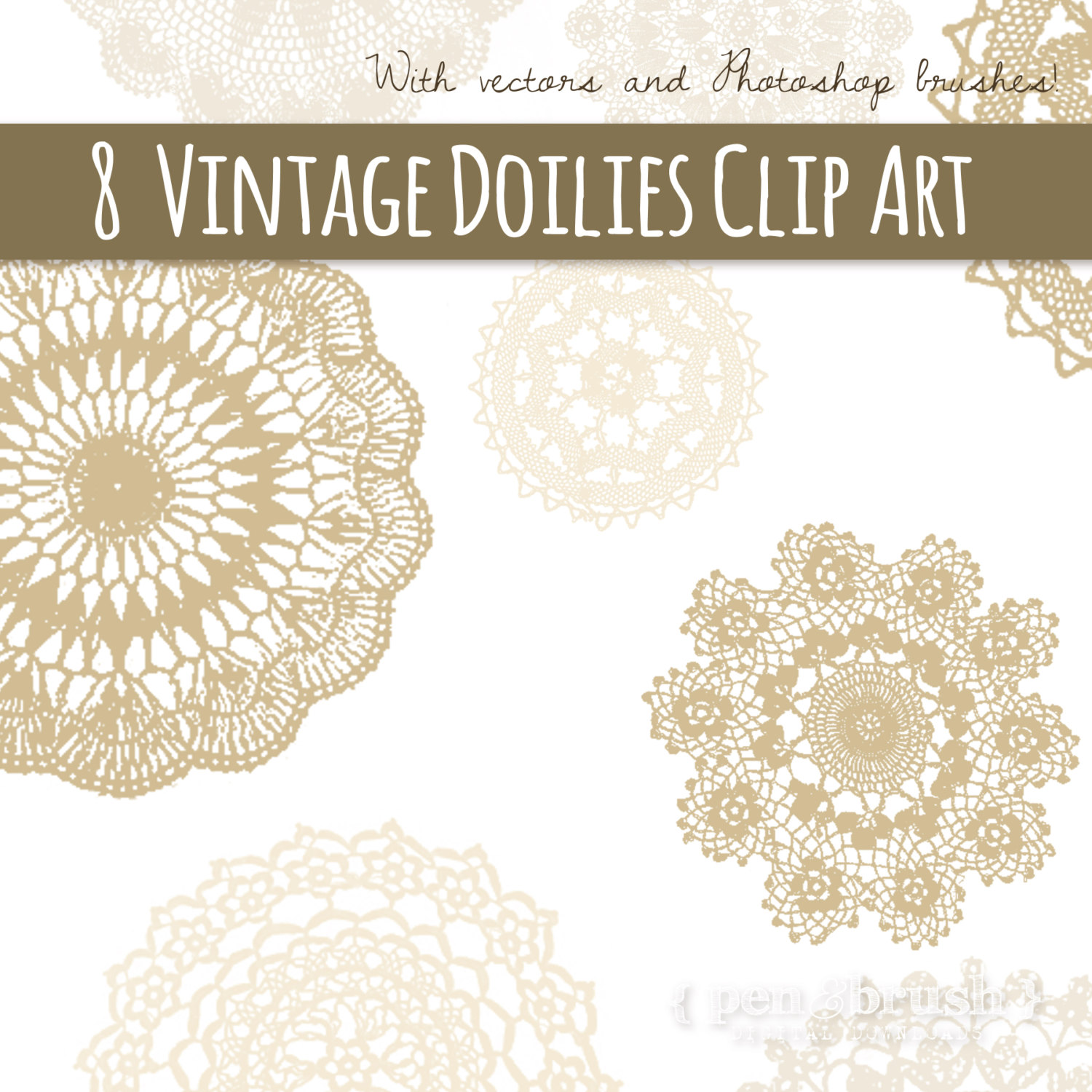 Doily Clip Art Set    Beautiful Vintage Lace By Thepenandbrush