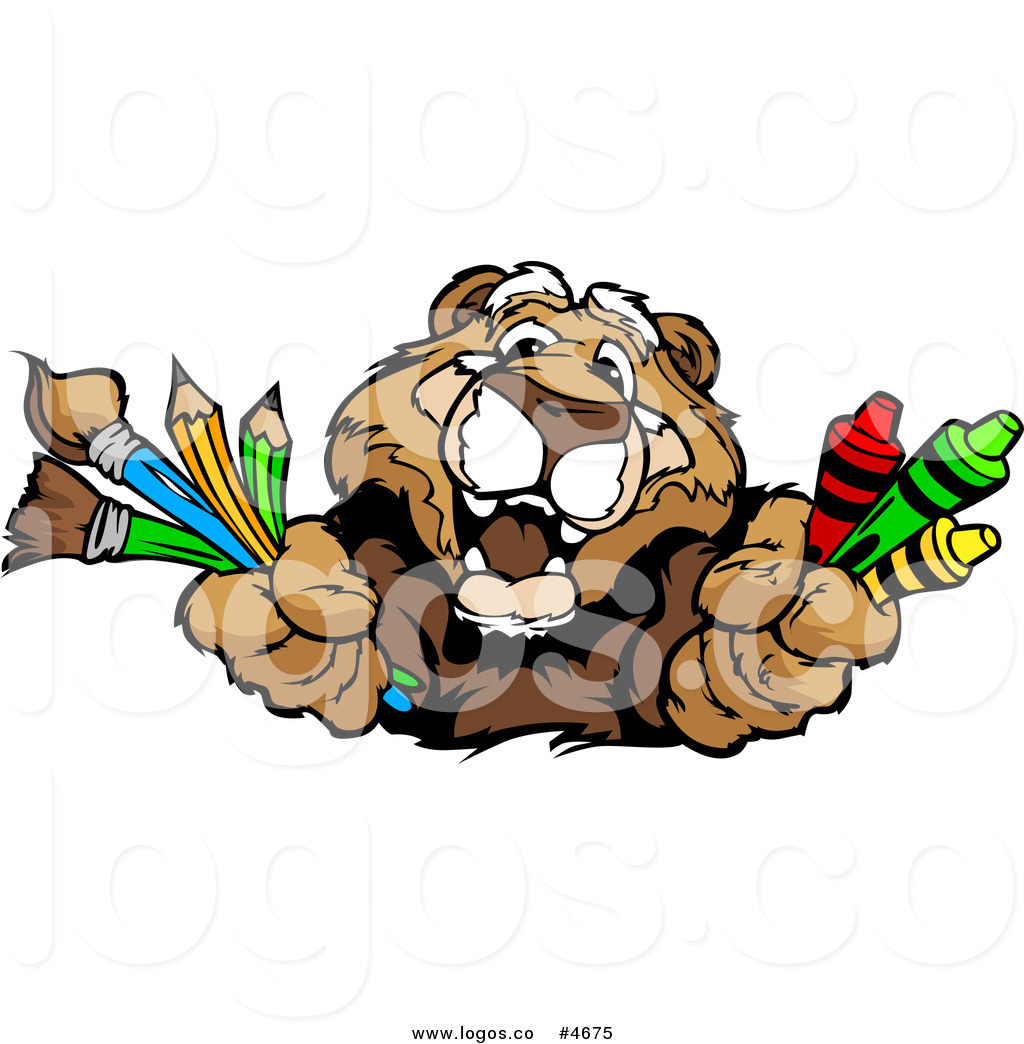 Larger Preview  Royalty Free Clip Art Vector Logo Of A Happy Cougar