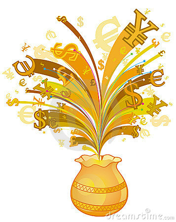 Money Symbols Break Out From The Vase Created By Adobe Illustrator Cs
