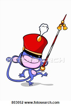 Monkey Drum Major With A Twirling Baton View Large Clip Art Graphic