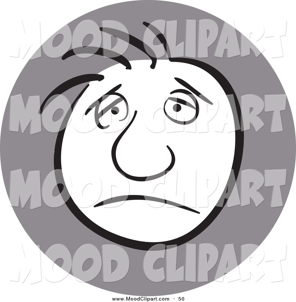 Mood Clip Art Of A Man With A Gloomy Facial Expression Over Gray