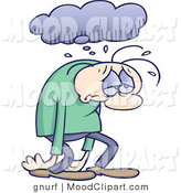 Mood Clip Art Of A Sad And Depressed Gloomy Male Sulking And Walking