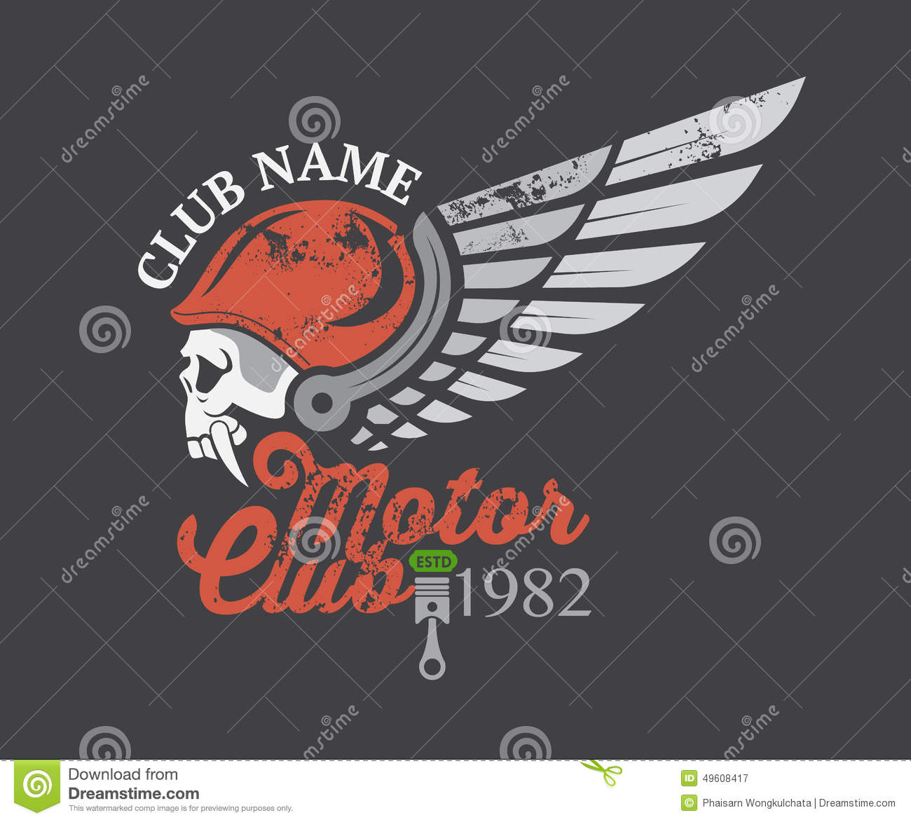Motor Skull Sticker And Club And Label Stock Vector   Image  49608417
