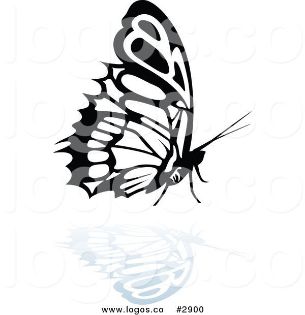 Royalty Free Butterfly Logo With A Reflection Clipart By Dero    2900