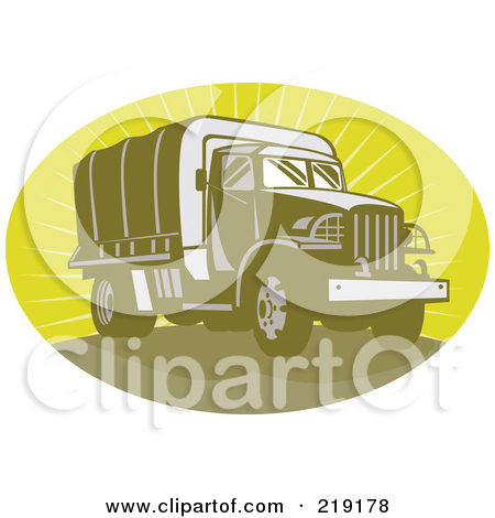 Royalty Free  Rf  Clipart Illustration Of A Retro Green Army Truck