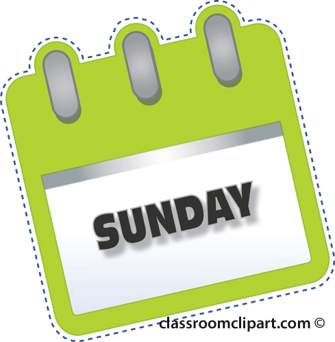 Calendar   Notebook Sunday Green   Classroom Clipart