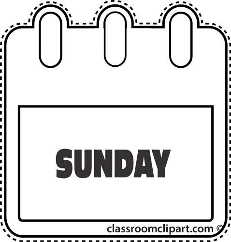Calendar   Notebook Sunday Outline   Classroom Clipart