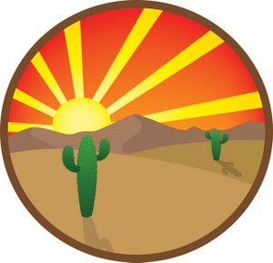 Desert Clipart Image   A Desert Sunset With Cacti